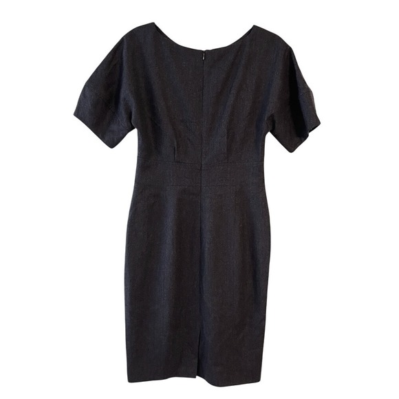 Lela Rose Wool Tweed Twill Mini Dress Grey Dolman Short Sleeve Sheath Silk Lined - Picture 5 of 9